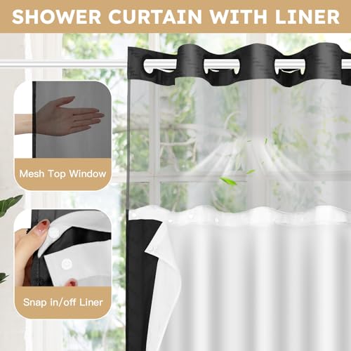 FADOTY No Hook Shower Curtain view 3