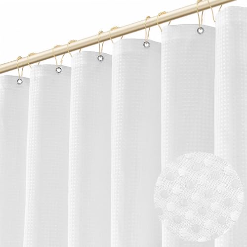 Boho Waffle Shower Curtain White