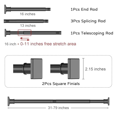 UIOSANRT Shower Curtain Rod Adjustable view 5
