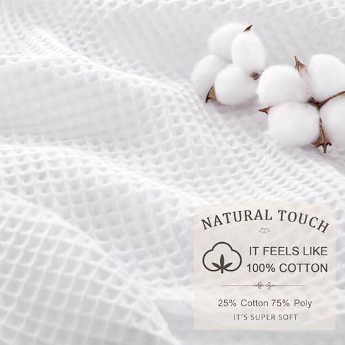 Waffle Weave Shower Curtain White view 2