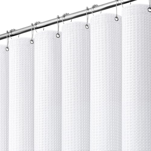 Dynamene White Fabric Shower Curtain,