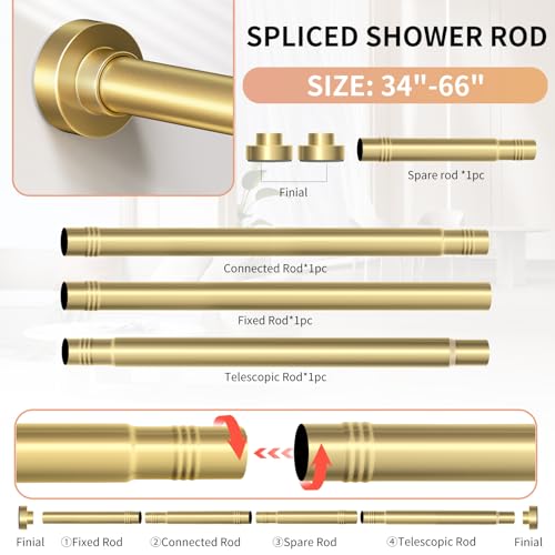 Emlaoe Gold Shower Curtain Rod view 5