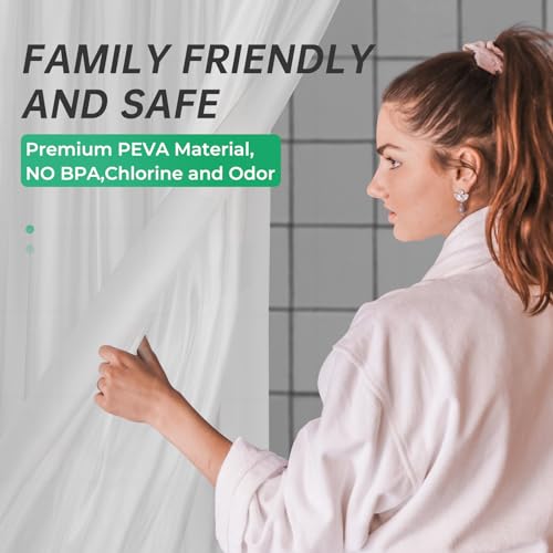 AmazerBath Frosted Shower Curtain Plastic view 3