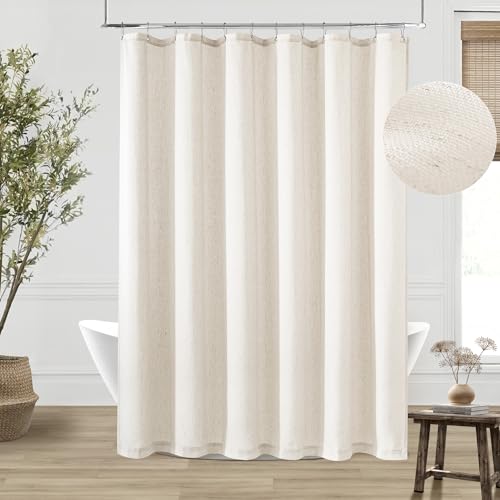 Cream Linen Shower Curtain Natural