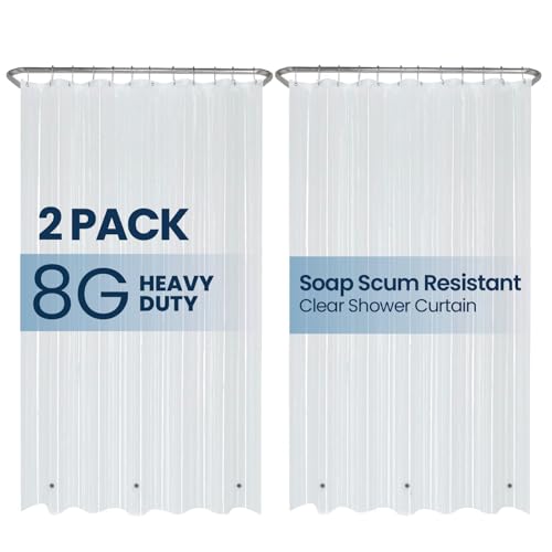 LiBa Waterproof PEVA Shower Curtain Non-Toxic Frosted 8G Heavy Duty 72x72 2 Pack