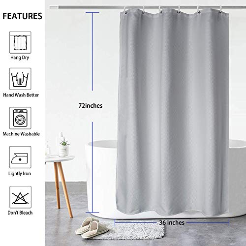 AooHome Stall Size Waffle Weave Shower Curtain 36x72 Grey