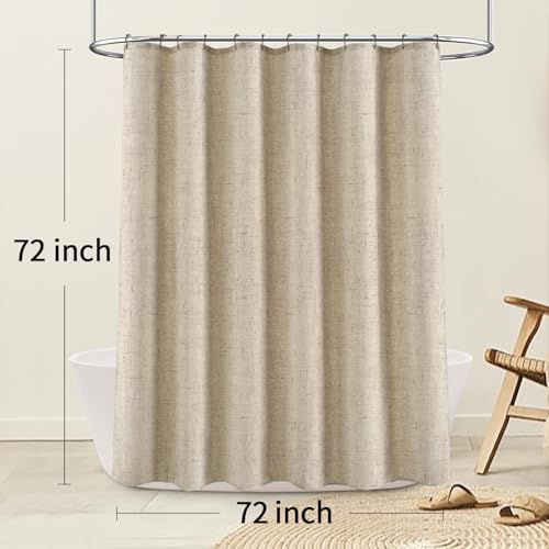 Linen Shower Curtain Flax Tan view 5