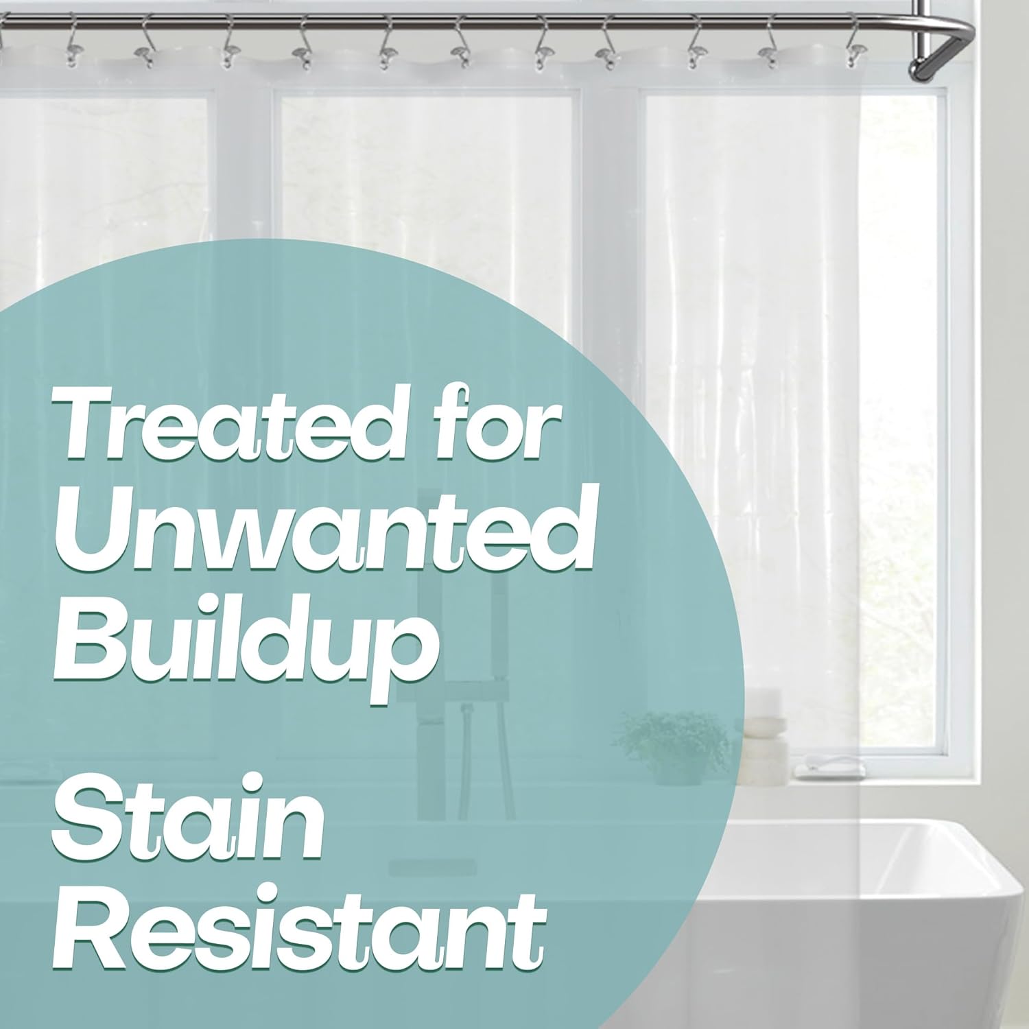 Mrs Awesome extra long 72x84 clear PEVA shower curtain showing extended length coverage