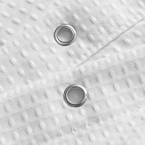 Stall Shower Curtain Fabric 36x72 Waffle Weave Spa Hotel Collection Heavy Duty Water Repellent White Pique Pattern 230 GSM