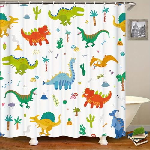 DDS-DUDES Dinosaur Bathroom Shower Curtain