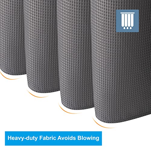 AmazerBath Grey Shower Curtain Waffle view 5