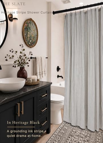 CasaTena Farmhouse Striped Shower Curtain view 4