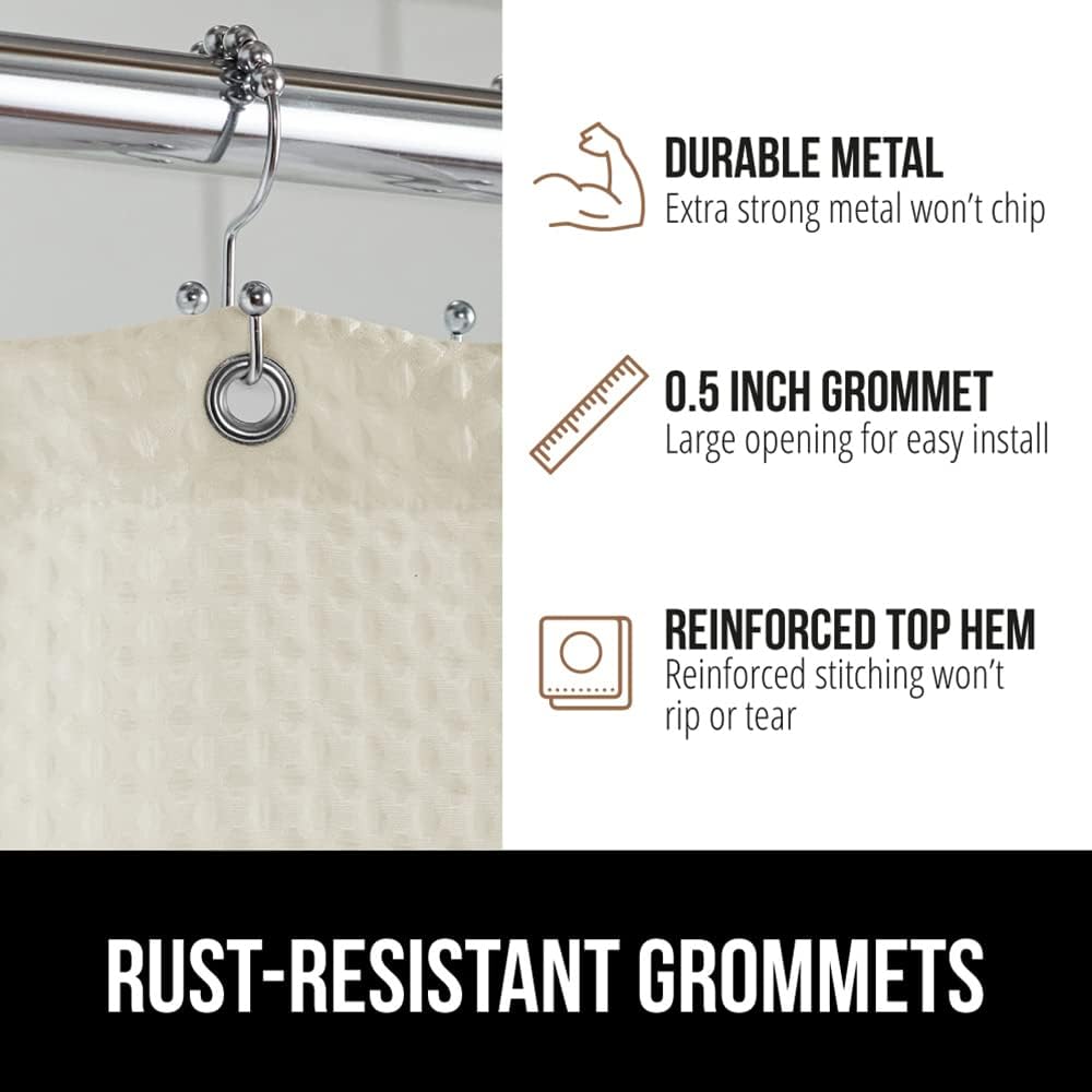 GORILLA GRIP Waffle Shower Curtain, Thick Weighted Fabric, Wrinkle and Rust Resistant, Hotel Quality Design, Heavy Duty Long Curtains for Bathroom Showers, Bath Tubs, Machine Wash, 72x72 Ivory Cream : Home & Kitchen