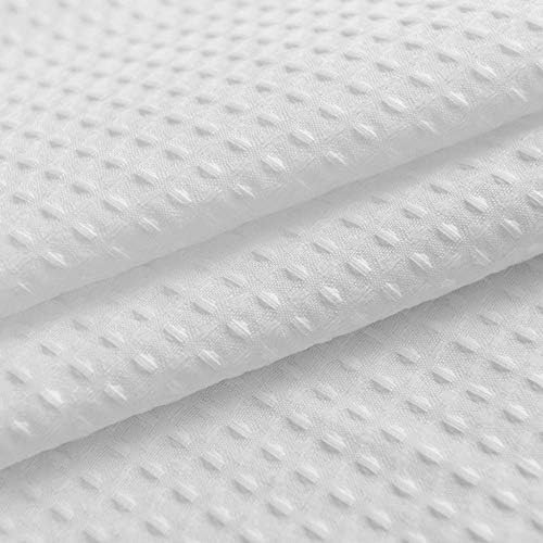 Stall Shower Curtain Fabric 36x72 Waffle Weave Spa Hotel Collection Heavy Duty Water Repellent White Pique Pattern 230 GSM