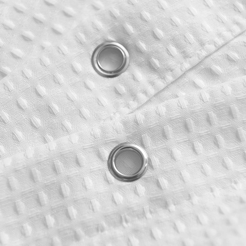 Barossa Design Waffle Weave Clawfoot Tub Shower Curtain 180 x 70 Inch Wrap Around - Heavy-Weighted Fabric to Stop Blowing, Washable, Water Repellent, with 36 Hooks Set, White, 180x70