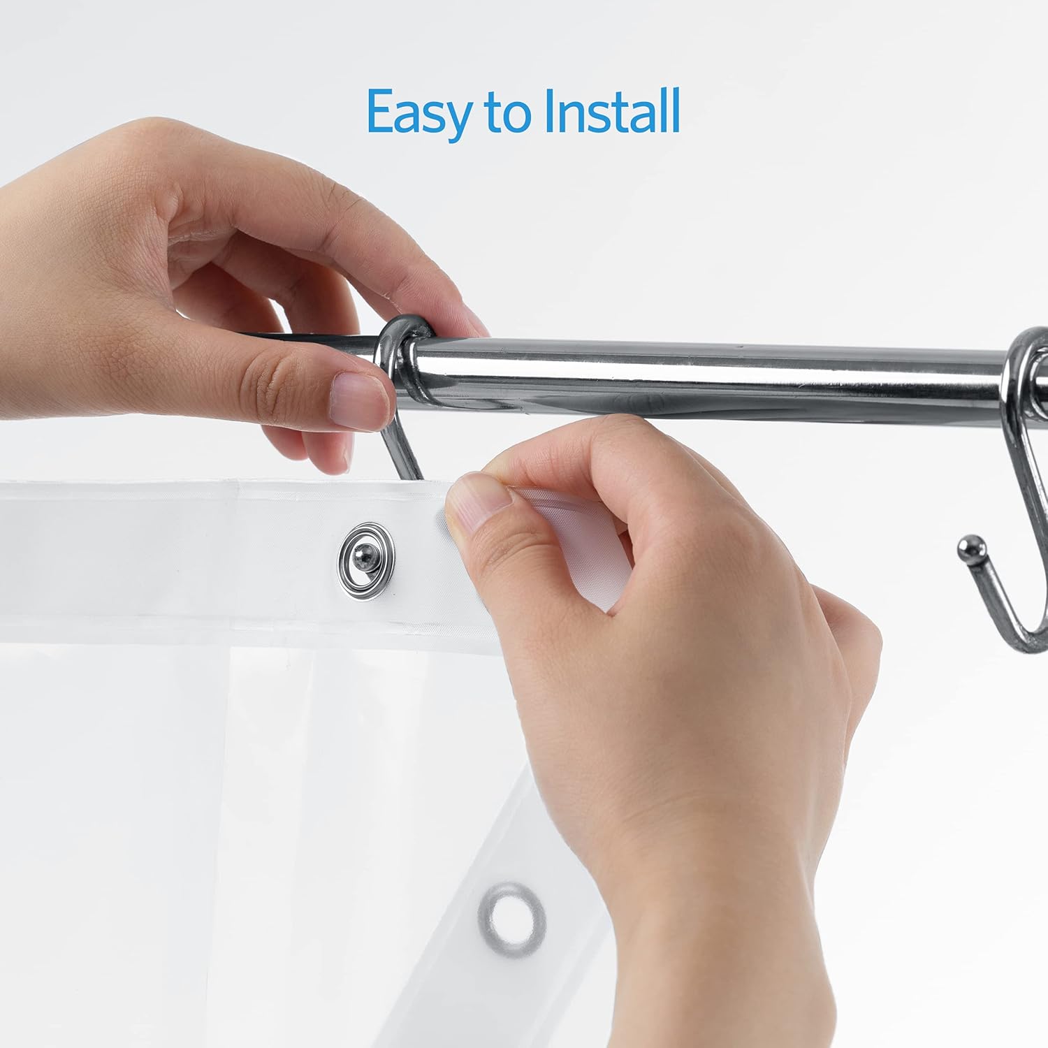 EHZNZIE Clear Shower Curtain Liner Light Weight PEVA, Shower Liner 72x72 Inches, Waterproof, No Chemical Smell with 12 Rust Proof Metal Grommets Holes for Bathroom Shower Curtain : Home & Kitchen