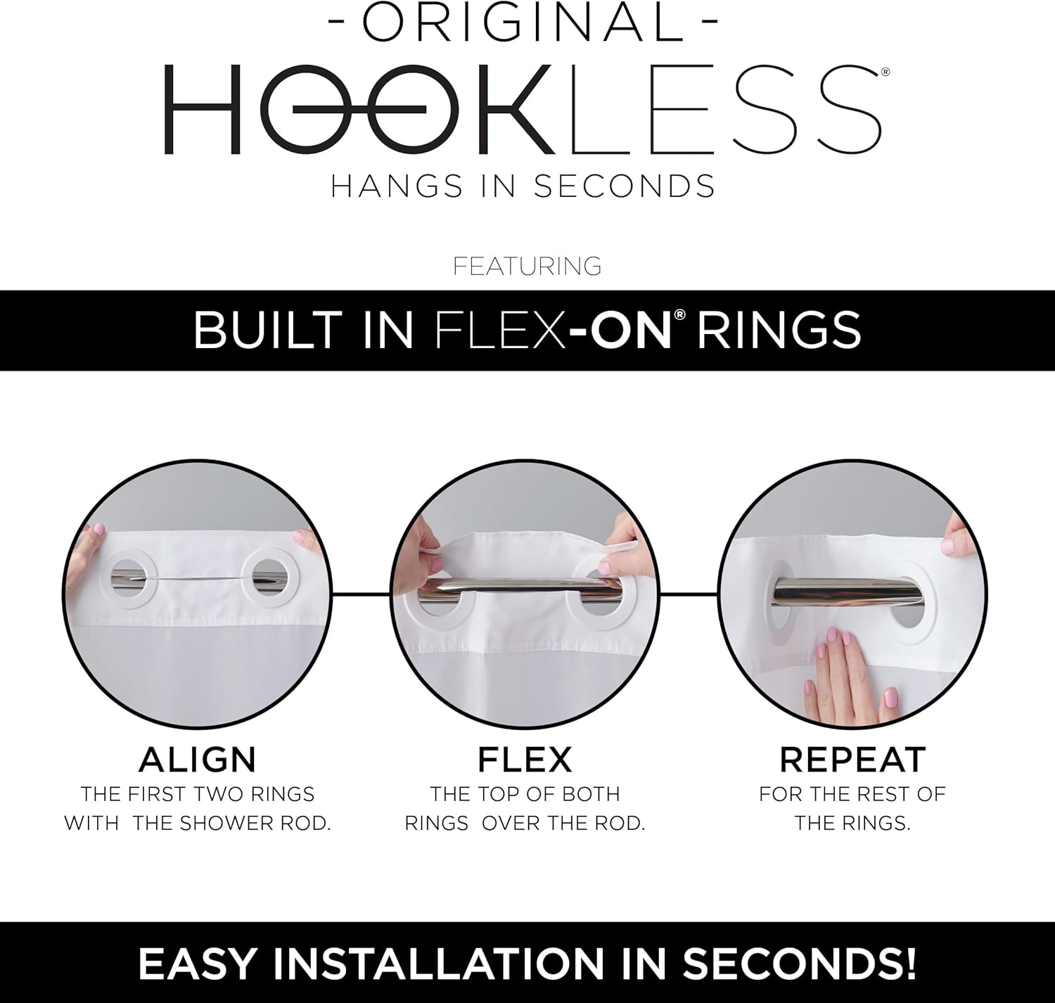 Hookless Snap Waffle Shower Curtain - view 5