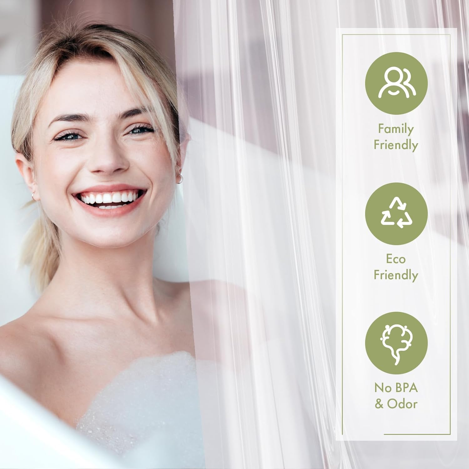 AmazerBath Clear PEVA Shower Liner - view 2