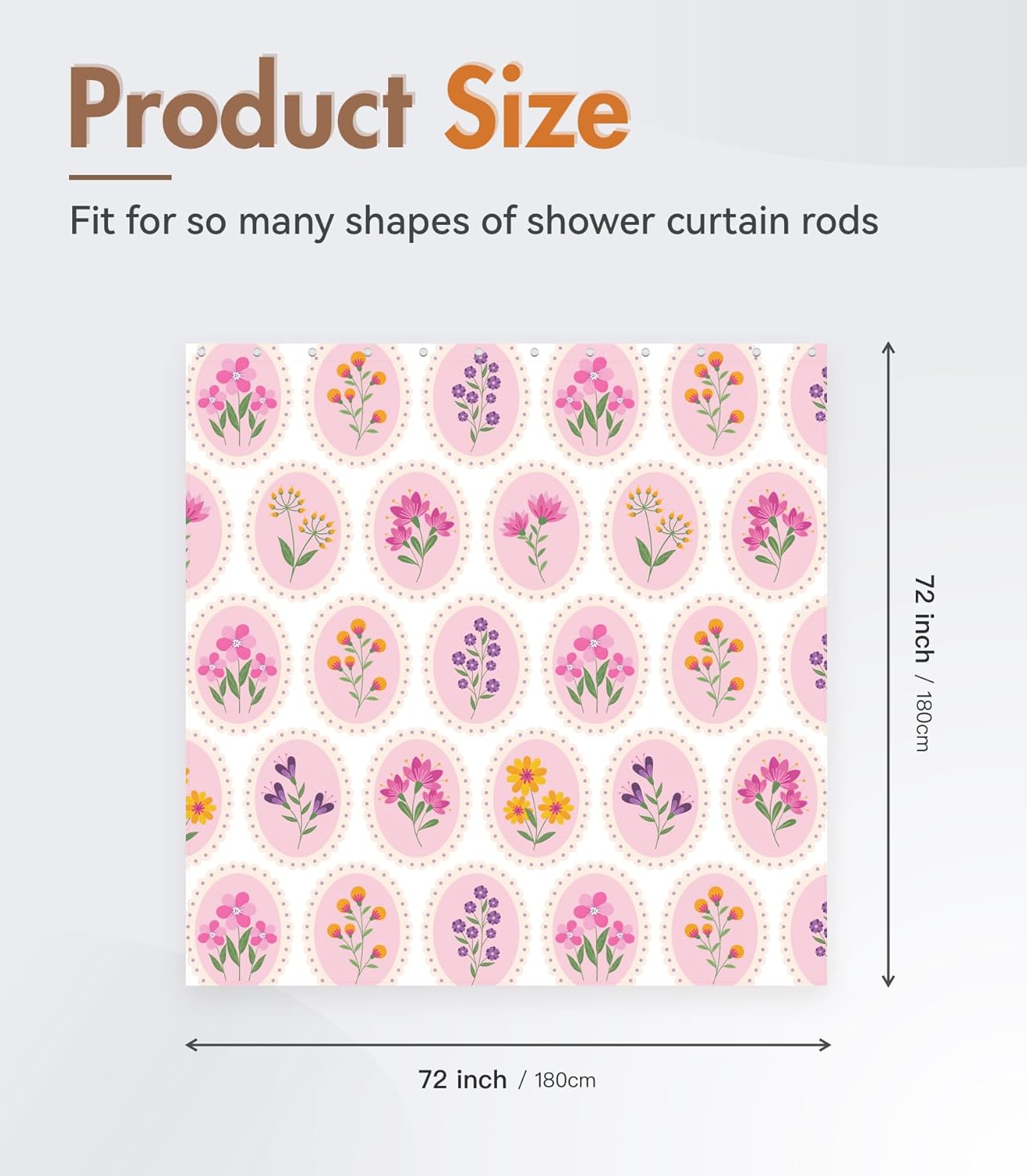 MAMUSE Shower Curtain for Bathroom - Cute Aesthetic Decorative Modern Girly Unique Girls Design Pretty Women Waterproof Fabric Cloth Cortinas de Baño Bathtub 72 x 72 Inch, Circle Flower