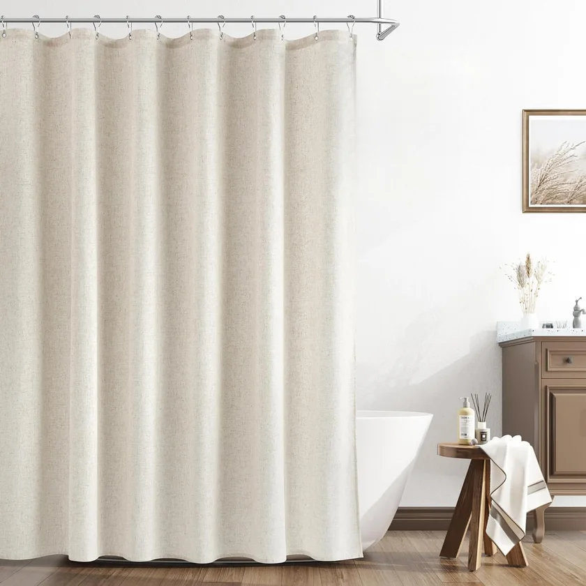 Naturoom Natural Linen Boho Shower Curtain