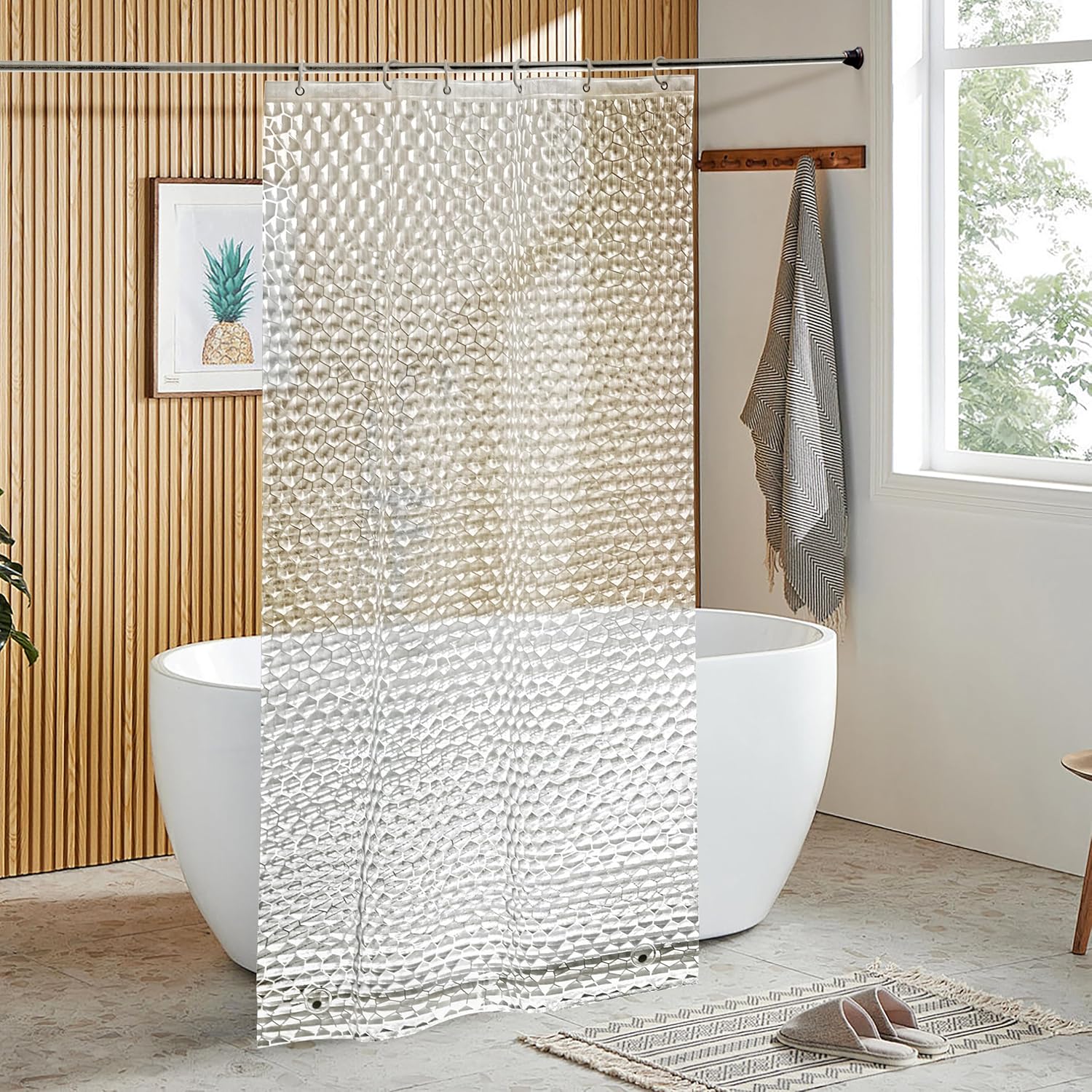 NTBAY EVA Clear Shower Curtain with Water Cube, Water-Repellent Liner with 3 Magnets for Bathroom, 36x72 Inches