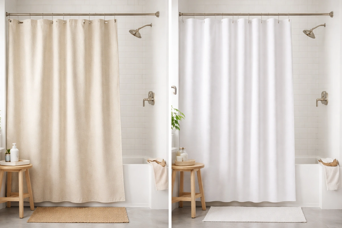 Cotton vs polyester shower curtain comparison — 2026